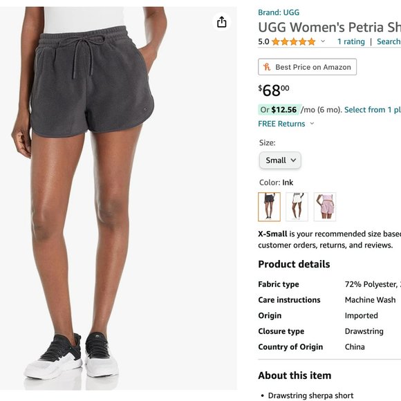 NWOT UGG PETRIA SHERPA SHORTS WOMENS PINK COZY FUZZY POCKETS SIDE SLIT / M - Picture 12 of 15